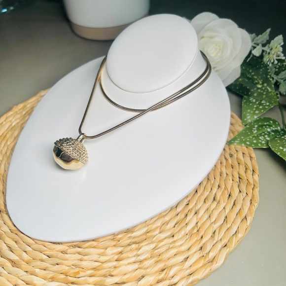 CHICO’S Acorn Briar Ball Long Necklace. With delightful Acorn Shaped Pendant. - Picture 9 of 14